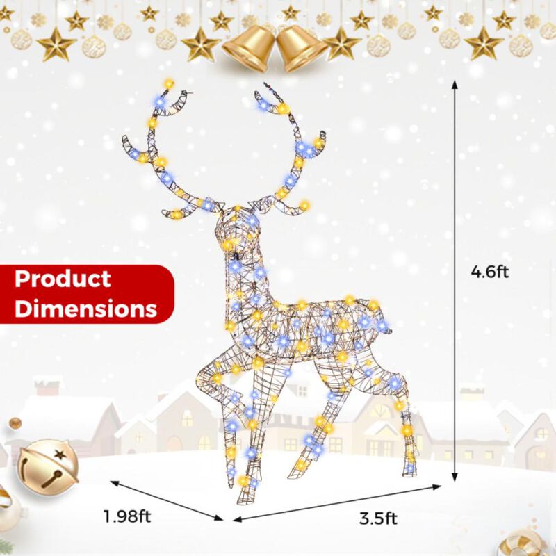 Hivvago 4.6 Feet Pre-Lit Christmas Reindeer with 170 Cold and Warm LED Lights