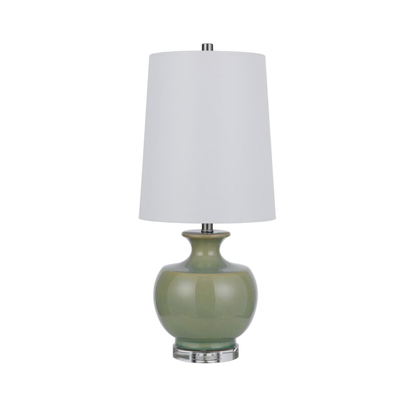 Kela 28 Inch Table Lamp Set of 2, Green Ceramic Pot Base, White Shade image number 2