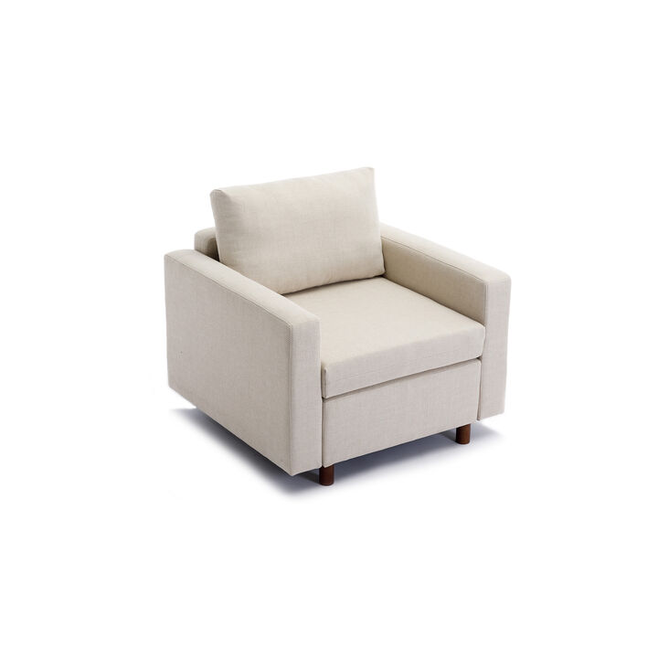 Single Seat Module Sofa Sectional Couch,Cushion Covers Non-removable and Non-Washable,Cream