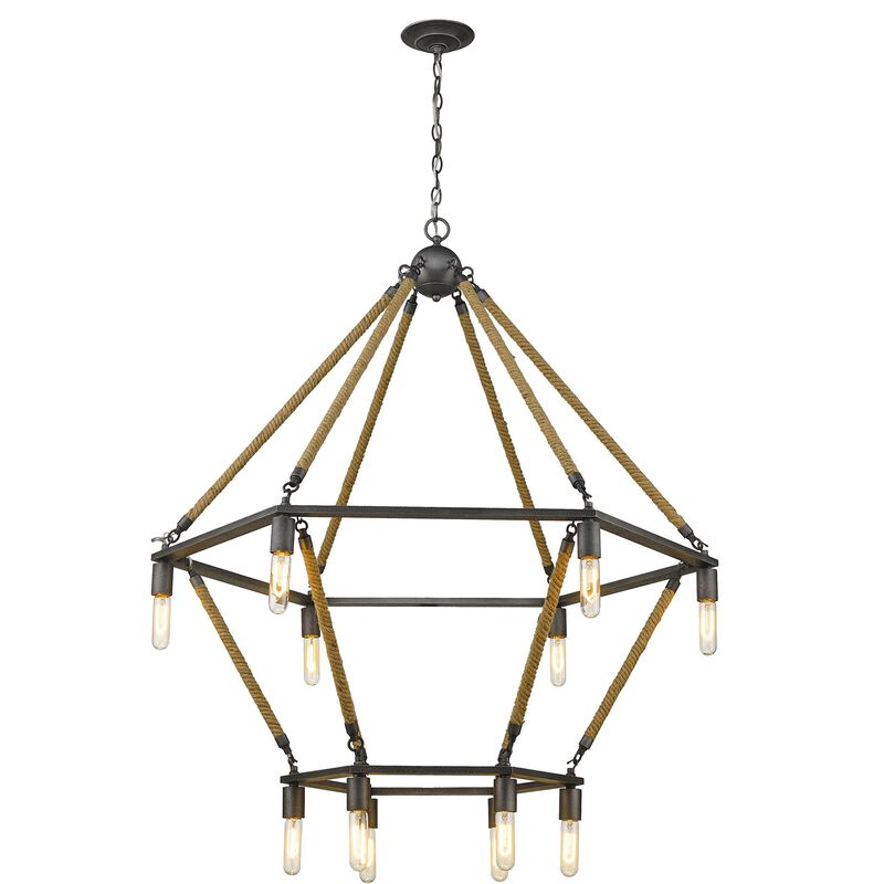 Hivvago Brown and Black Twelve Light Metal Dimmable Chandelier