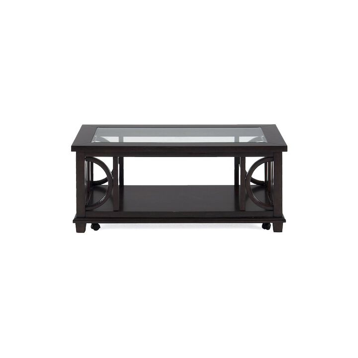 Jofran Panama Brown Contemporary Wood and Glass Coffee Table
