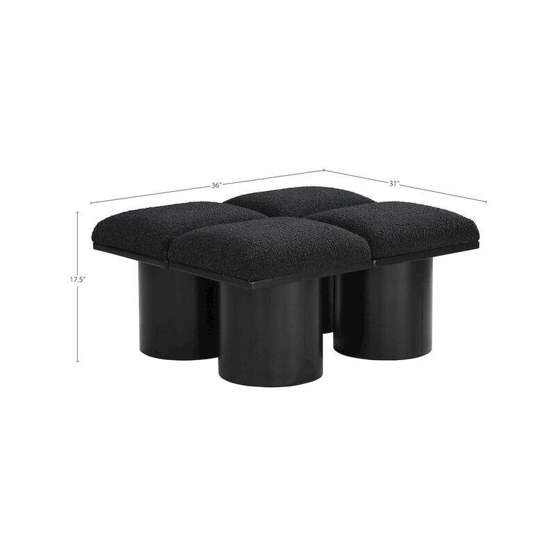 Meridian Furniture Pavilion Black Boucle Fabric Bench