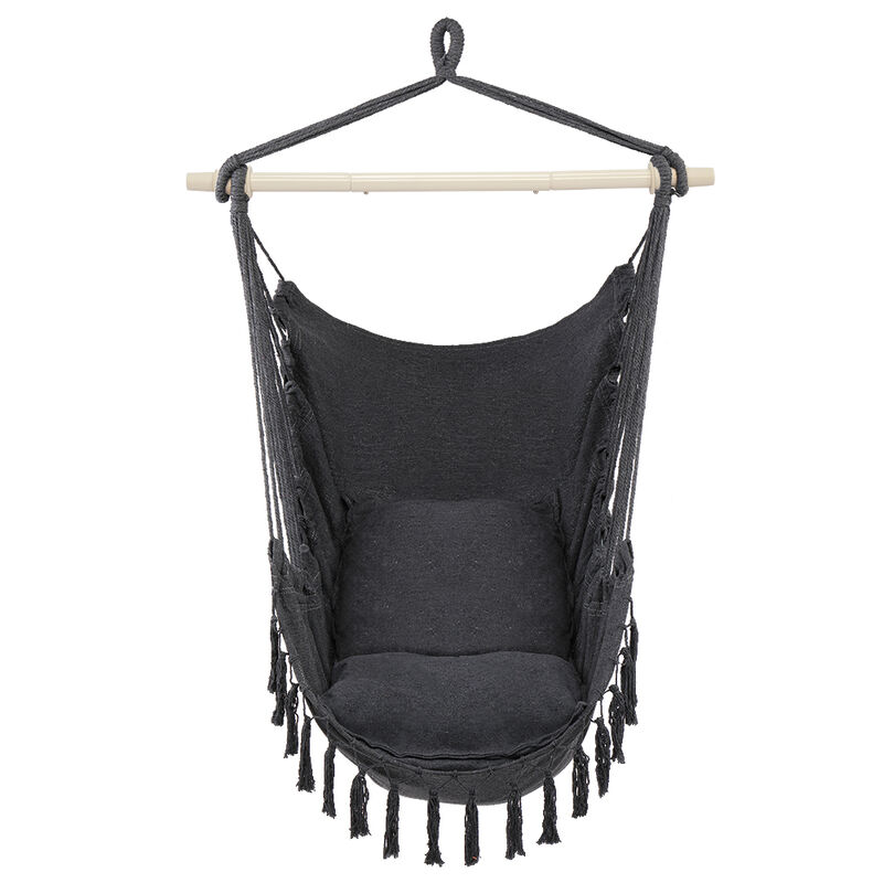 Tassel Hanging Chair with Cushion Indoor & Outdoor Hammock Swing