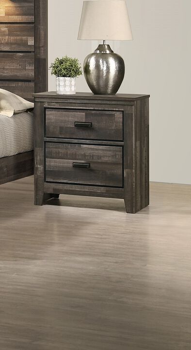 Streamdale Contemporary Nightstand in Brown Mix Finish with 2 Drawers