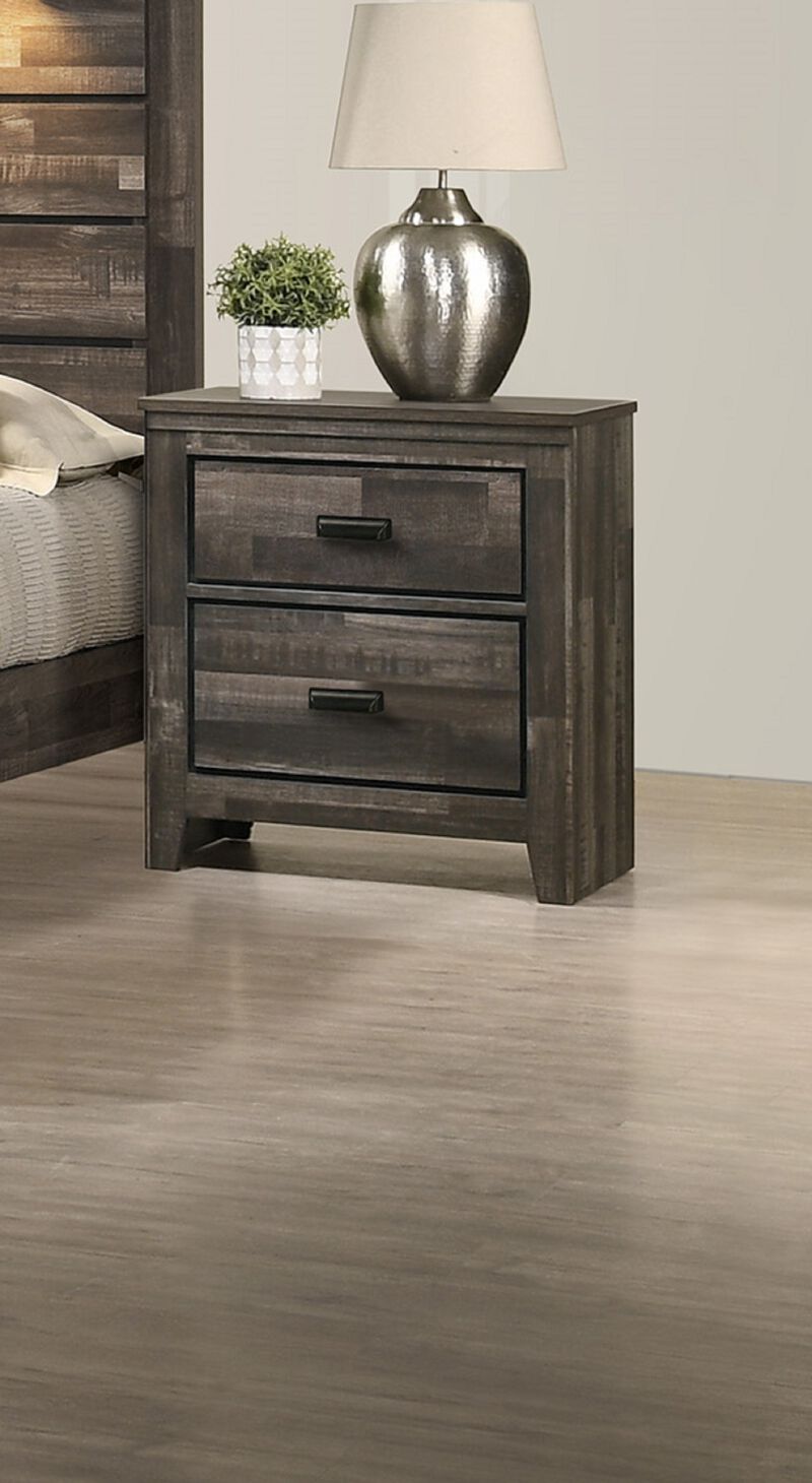 Streamdale Contemporary Nightstand in Brown Mix Finish with 2 Drawers