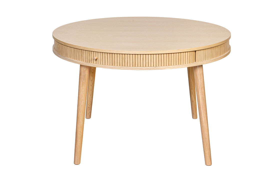 SLIDDO 47'' Round Dining Table for 4 People - Pre-Assembled With 2 Hidden Storages.