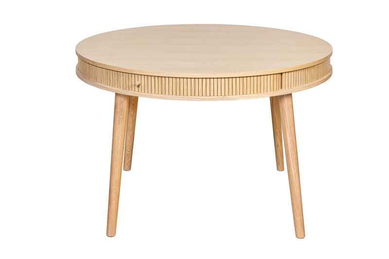 SLIDDO 47'' Round Dining Table for 4 People - Pre-Assembled With 2 Hidden Storages.