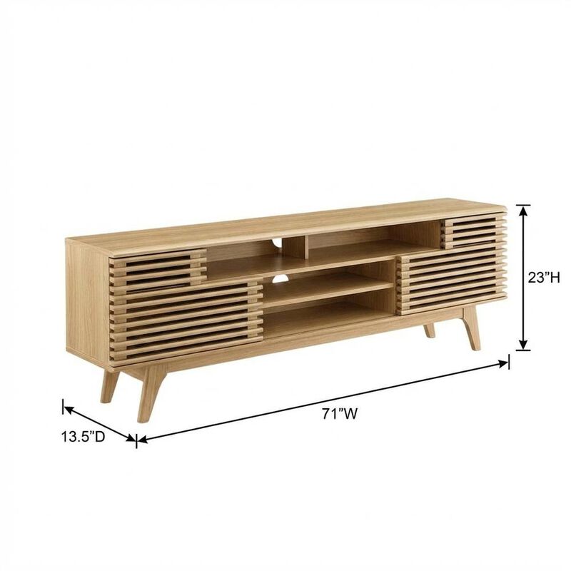 Brown Wood TV Console with Spacious Surface and Modern Design image number 2
