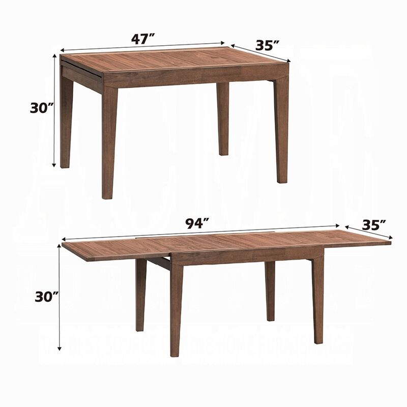 Mea Dining Table, 47-94 Inch Expandable Top, Scandinavian Walnut Brown