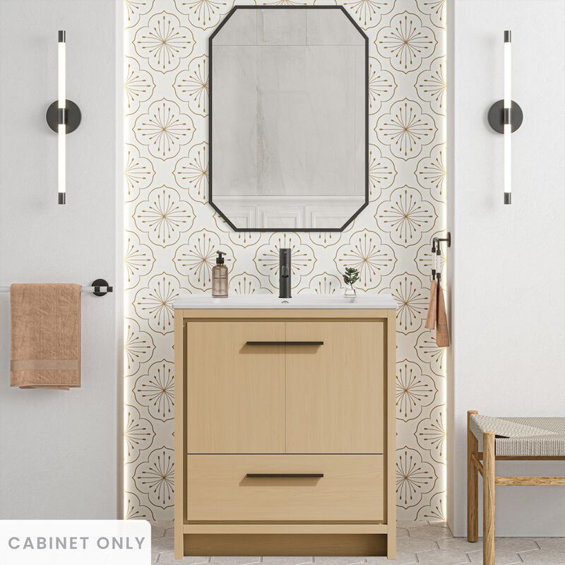 Virage 30" Freestanding Bathroom Vanity in Natural Oak without Sink Top image number 1