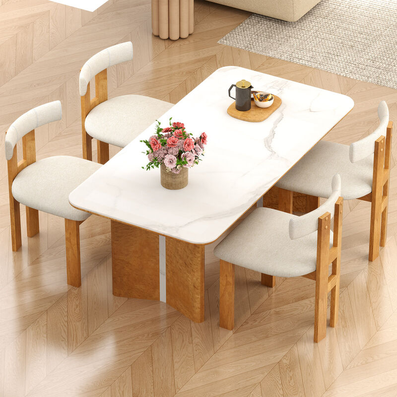 Dining Room Chair Set of 2 – Padded Upholstered Seat and Ergonomic Design