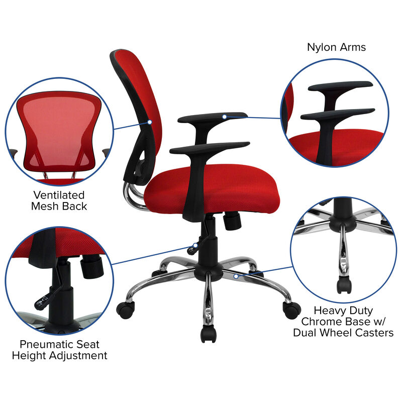 Alfred Mid-Back Dark Gray Mesh Swivel Task Office Chair with Chrome Base and Arms image number 4