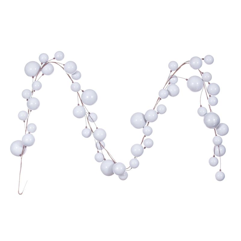 10' Silver Pearl Branch Ball Garland image number 0