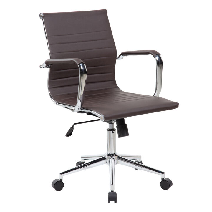 Modern Medium Back Executive Office Chair, Chocolate