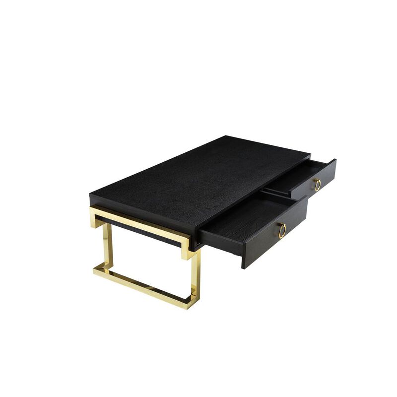 90210 Furniture Julia Coffee Table In Black Ash Veneer And Gold