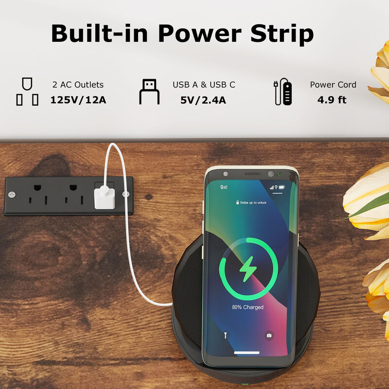 TV Stand with Power Outlet and 2 Cable Holes, Convenient Media Console for Living Room