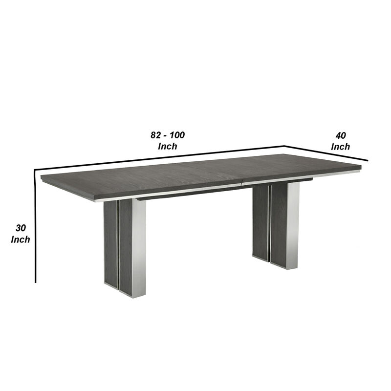 Axel 82 - 100 Inch Extendable Soild Mahogany Wood Dining Table, Gray