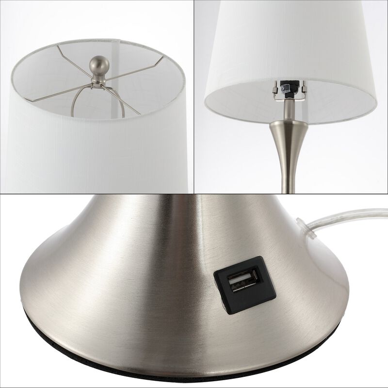 Bennett Modern Glam Iron Hourglass LED Table Lamp with USB Charging Port