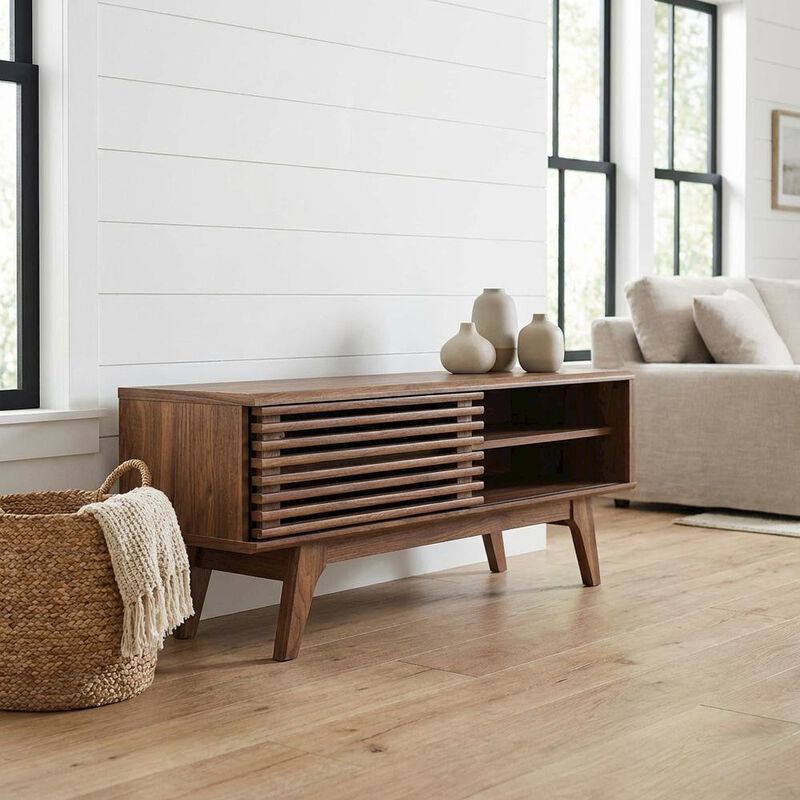 Wooden Brown TV Stand with 48-Inch Width and Sleek Design image number 3