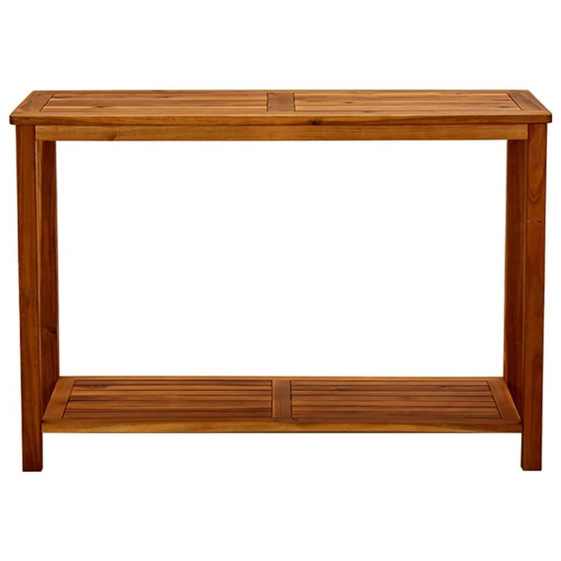 Outdoor Console Table, Bottom Shelf, 43 Inch Brown Solid Acacia Wood image number 1