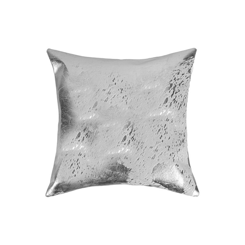 HomeRoots Set of Two 18" Gray and Silver Abstract Cowhide Throw Pillows with Glitter image number 2