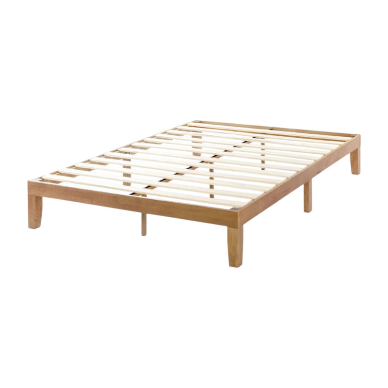 California King size Solid Wood Platform Bed Frame in Natural Wooden Finish