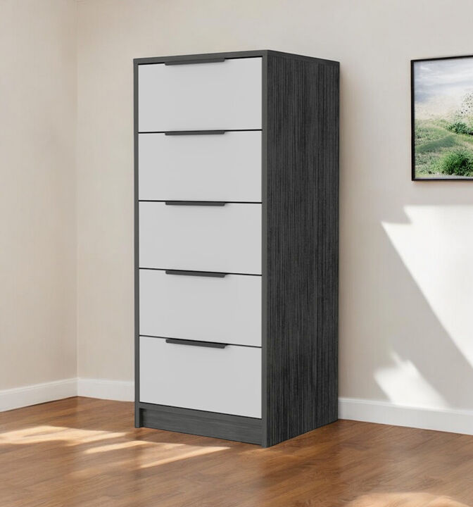 HomeRoots 18" White and Gray Five Drawer Standard Chest