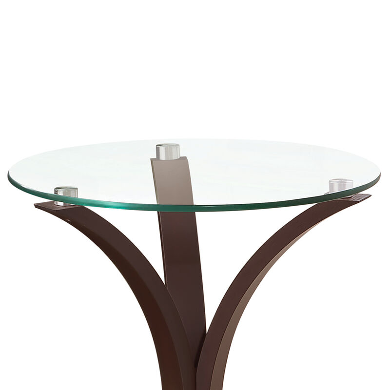 Contemporary Wood Accent Table, Tempered Glass Top, Brown, Clear image number 3