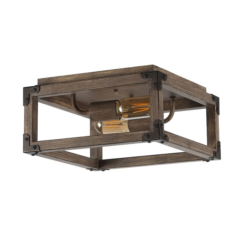 Magnolia 2-Light Iron Rustic Farmhouse LED Flush Mount