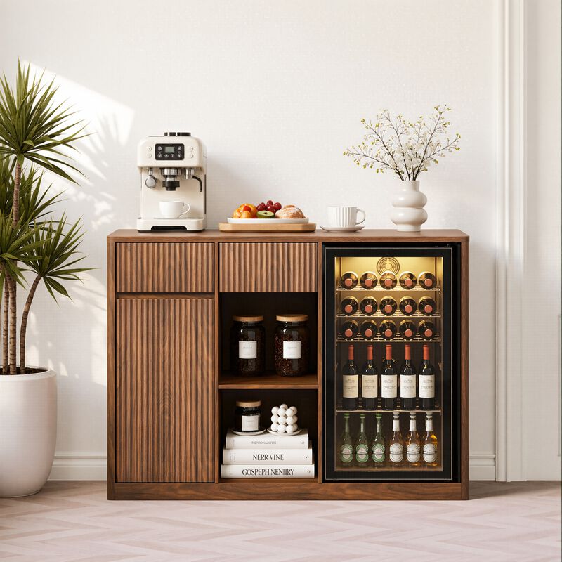 Vattof Modern Fluted Bar Cabinet image number 1