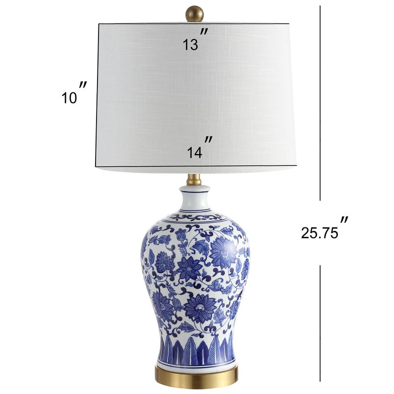Jennifer 25.75" Ceramic/Metal LED Table Lamp, Blue/White (Set of 2)