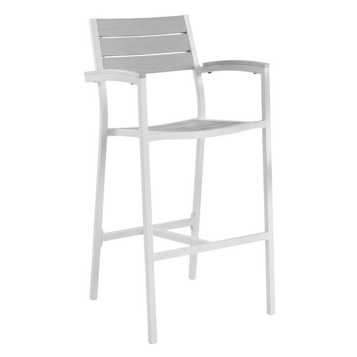 Outdoor Patio Bar Stool Set Of 2 With Armrests And Sturdy Construction