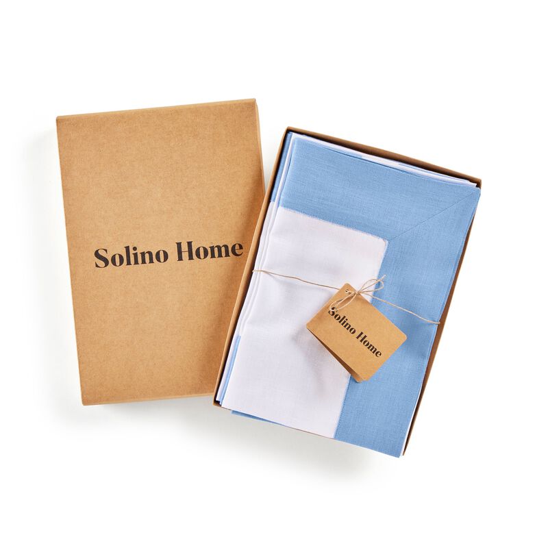 Solino Home Contempo 100% Linen Dinner Napkins &ndash; Set of 4, 20 x 20 in, Machine Washable, Holiday and Everyday Dining