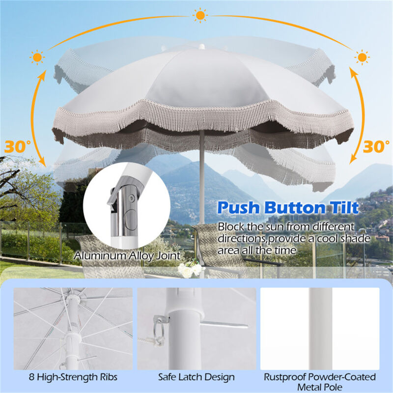 Offset Cantilever Umbrella with 360&deg; Rotation, Waterproof Sun Shade for Backyard