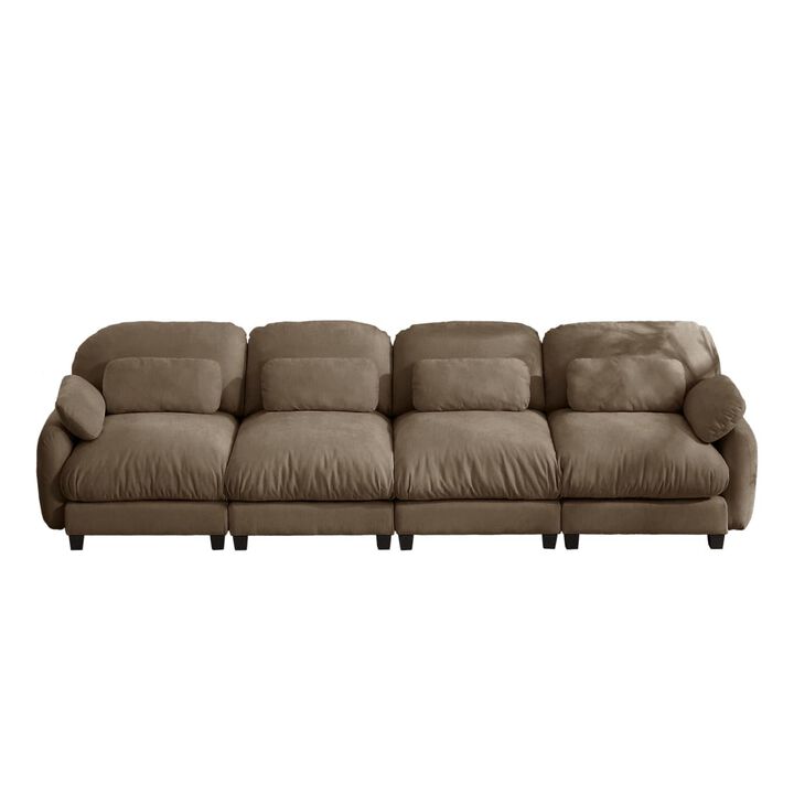 4 seat oversized modular sofa couch, Chenille cloud sofa with deep seats and lumbar pillows, Modern sofa couch for spacious living room