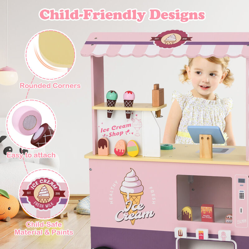 Kids Ice Cream Truck Toy Set with Vending Machine, Pretend Play for Toddlers image number 6