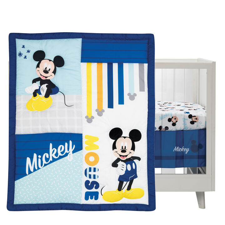 Lambs & Ivy Disney Baby Forever Mickey Mouse 3-Piece Blue Crib Bedding Set
