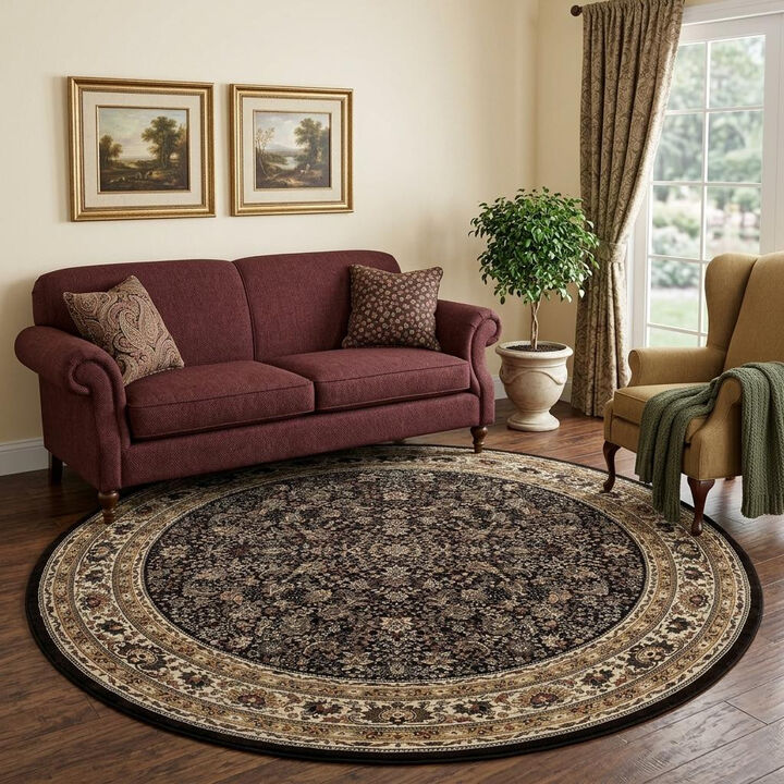 HomeRoots Oriental Round Rug