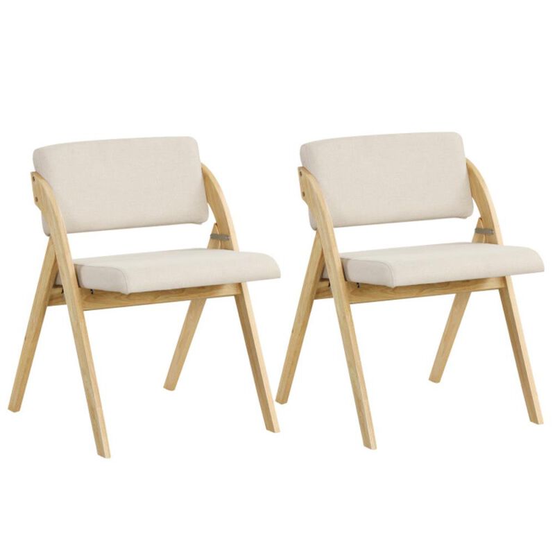 Hivvago Set of 2 Folding Kitchen Dining Chairs with Rubber Wood Legs