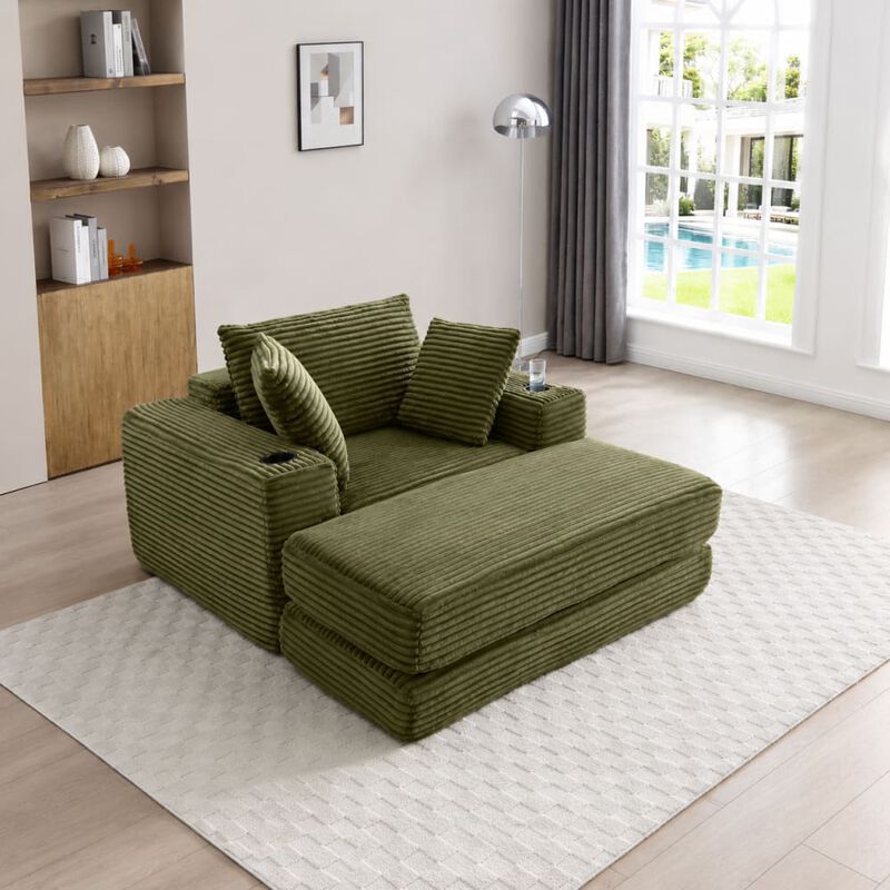 GOODSILO Oversized Cloud-Like Boneless Chaise Lounge Chair 3-in-1 Convertible Modular Sleeper Sofa for Reading, Living Rooms, Bedrooms and Small Apartments image number 3
