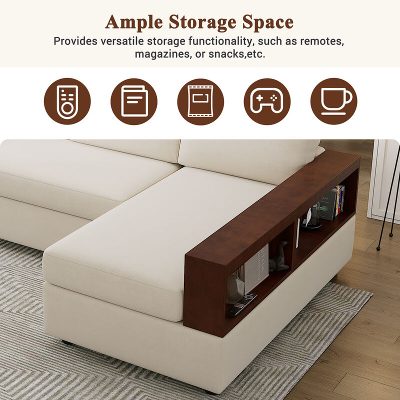 Merax Sectional Sofa Upholstered Sofa Couch with Reversible Armrests