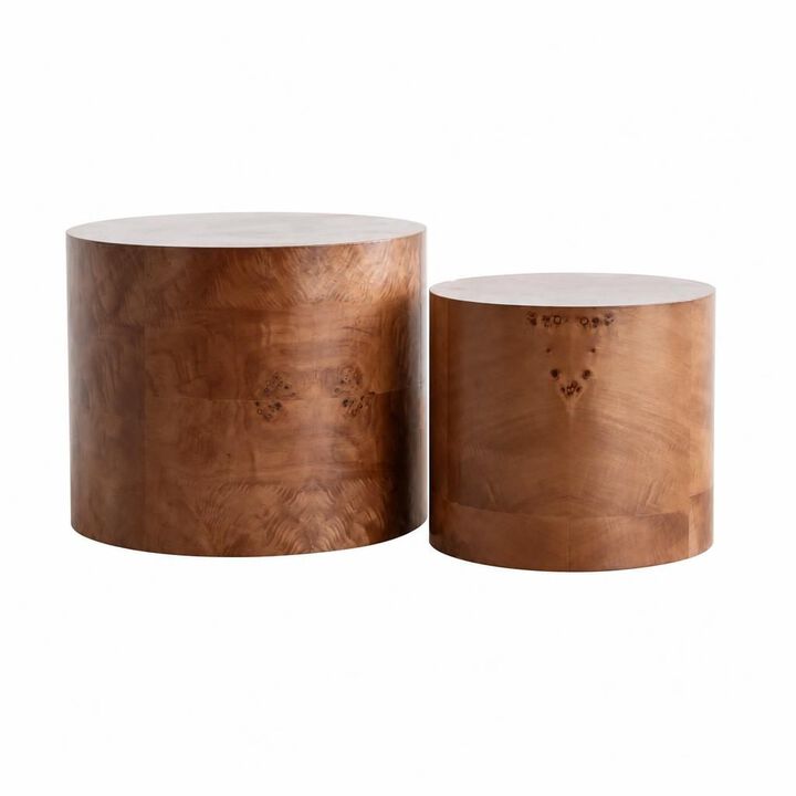 GOODSILO Modern Round Nesting Coffee Table Set of 2, Wooden Accent Tables for Small Spaces Living Room Bedroom Balcony Office