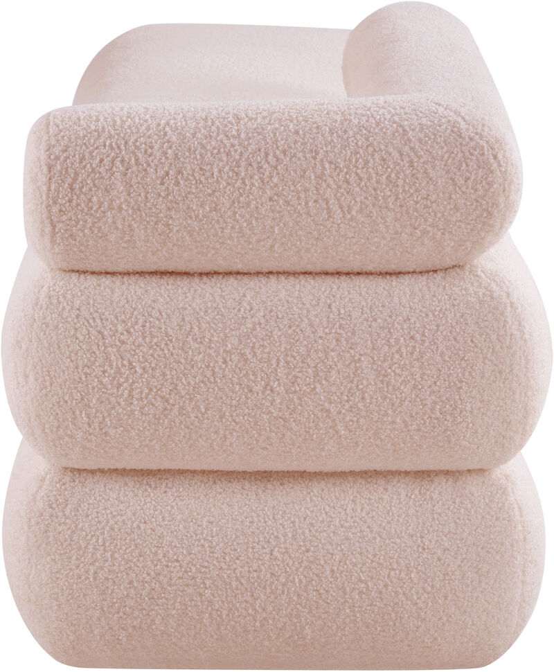 Meridian Furniture Kennedy Pink Faux Shearling Teddy Fabric Bench