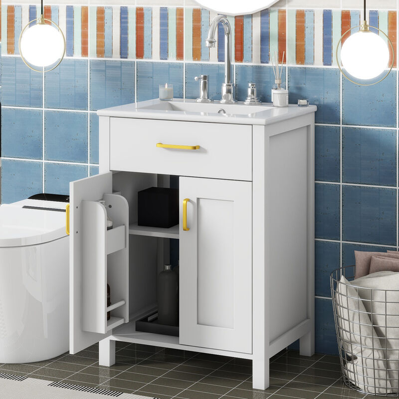 ELEMENT ACE Compact Bathroom Vanity Combo with Ceramic Sink and Soft Close Doors for Small Space Efficiency image number 4