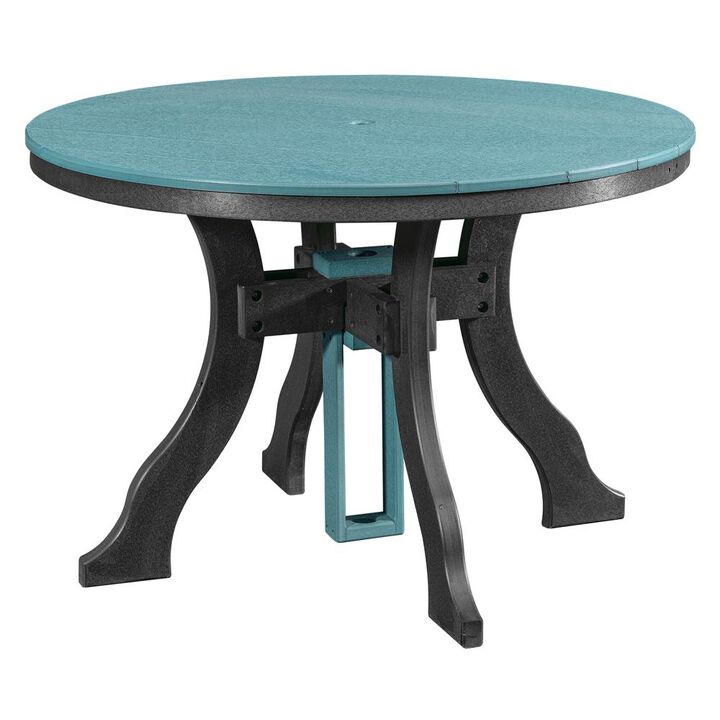 American Furniture Classics Dining Height Round Table in Aruba Blue with a Black Base