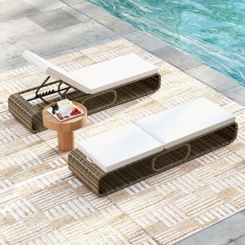 Hivvago 7-Position Adjustable PE Rattan Outdoor Chaise Lounge Chair