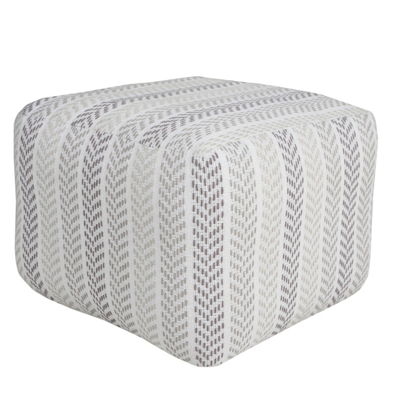 Hivvago 18 Inch Gray And White Cotton Chevron Pouf Ottoman