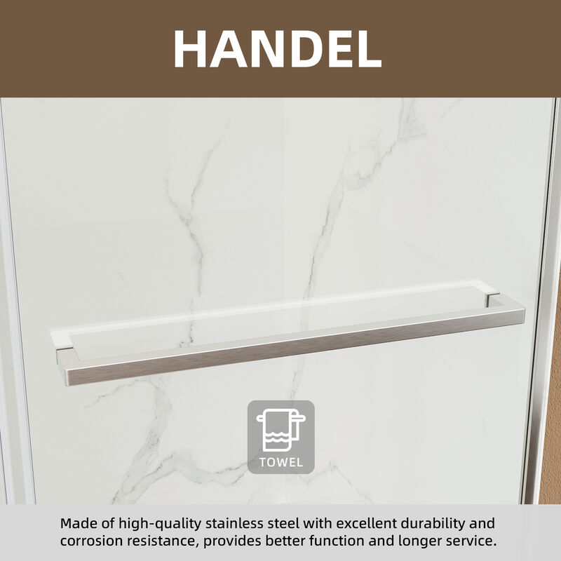 White Stainless Steel Shower Door with Top Impact Buffer and Rustproof 304 Track System