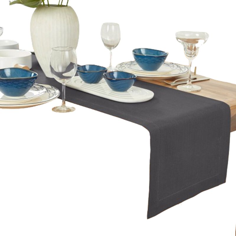 Solino Home 100% Pure Linen Table Runner - Medium Weight Hemstitch