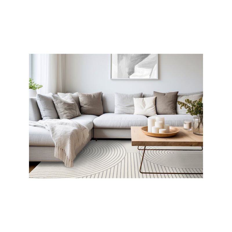 Novelle Home White and Gray 2x4 Rug, Modern Rectangular Accent for Living Room or Hallway image number 5